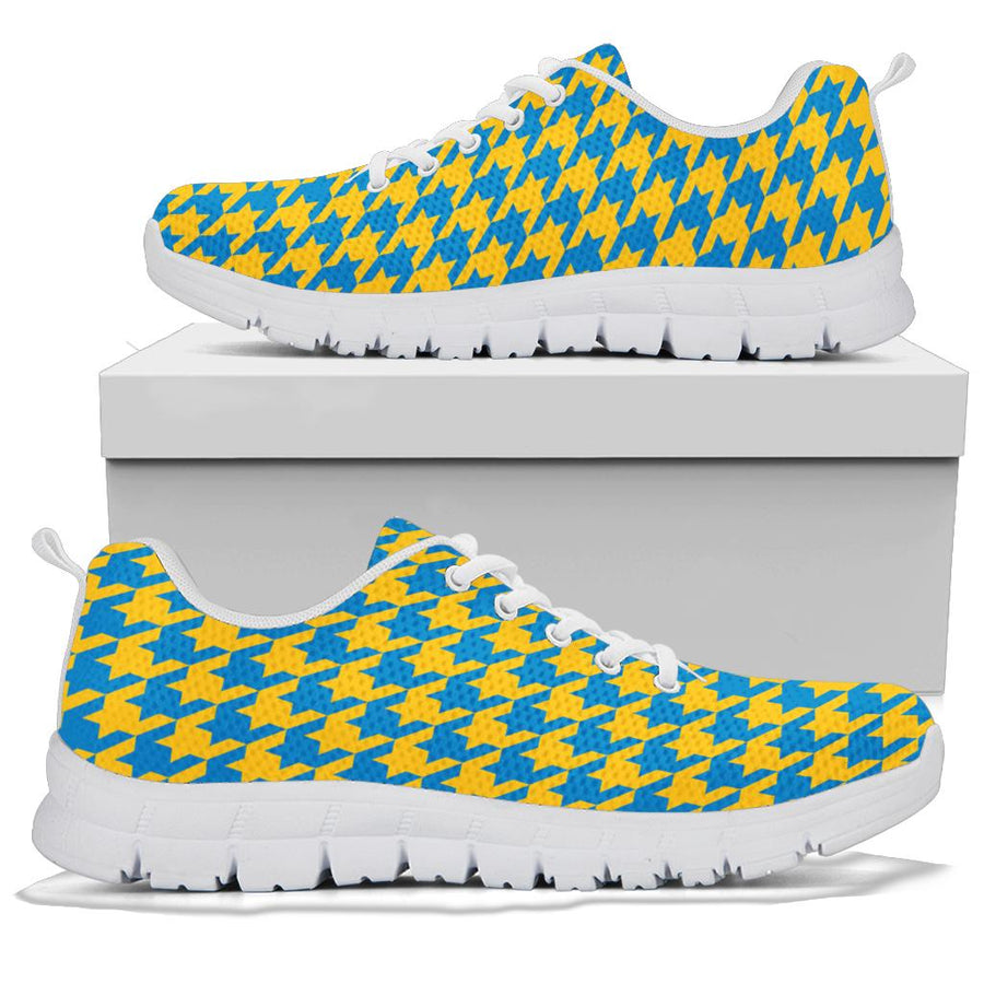 Mesh Sneakers_Blue on Gold_L_HT Pattern