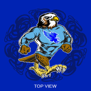 Harlan H.S. Trapper Hat- top view_ wearing hat-MascotKicks