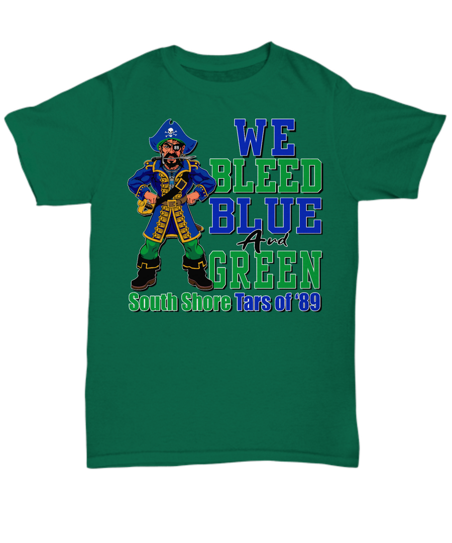 South Shore - We Bleed Blue and Green-tee 2 side