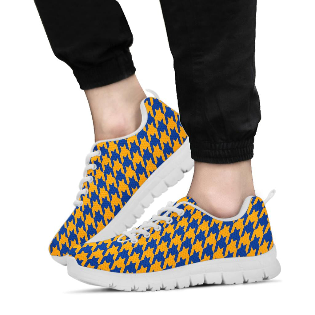 Mesh Sneakers_Blue on Gold_R_HT Pattern