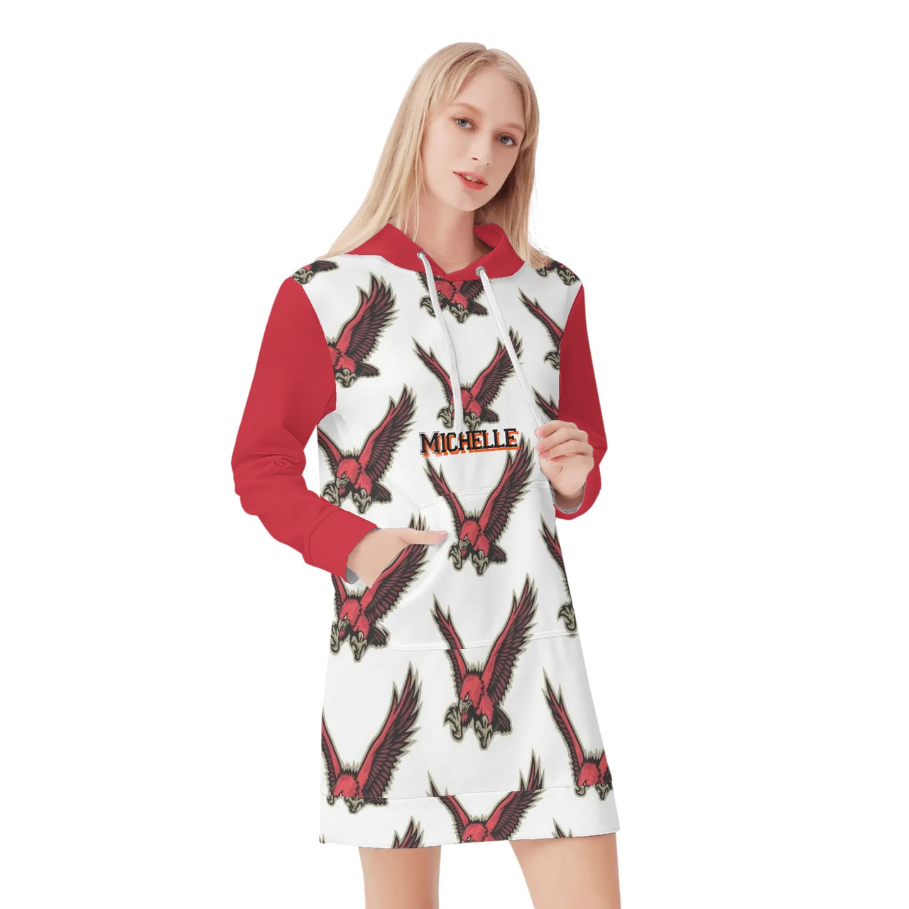 test-Womens All Over Print Warm Velvets Pullover Hoodie Dress