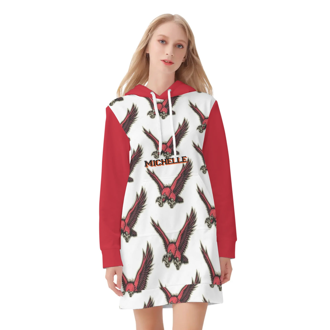 test-Womens All Over Print Warm Velvets Pullover Hoodie Dress