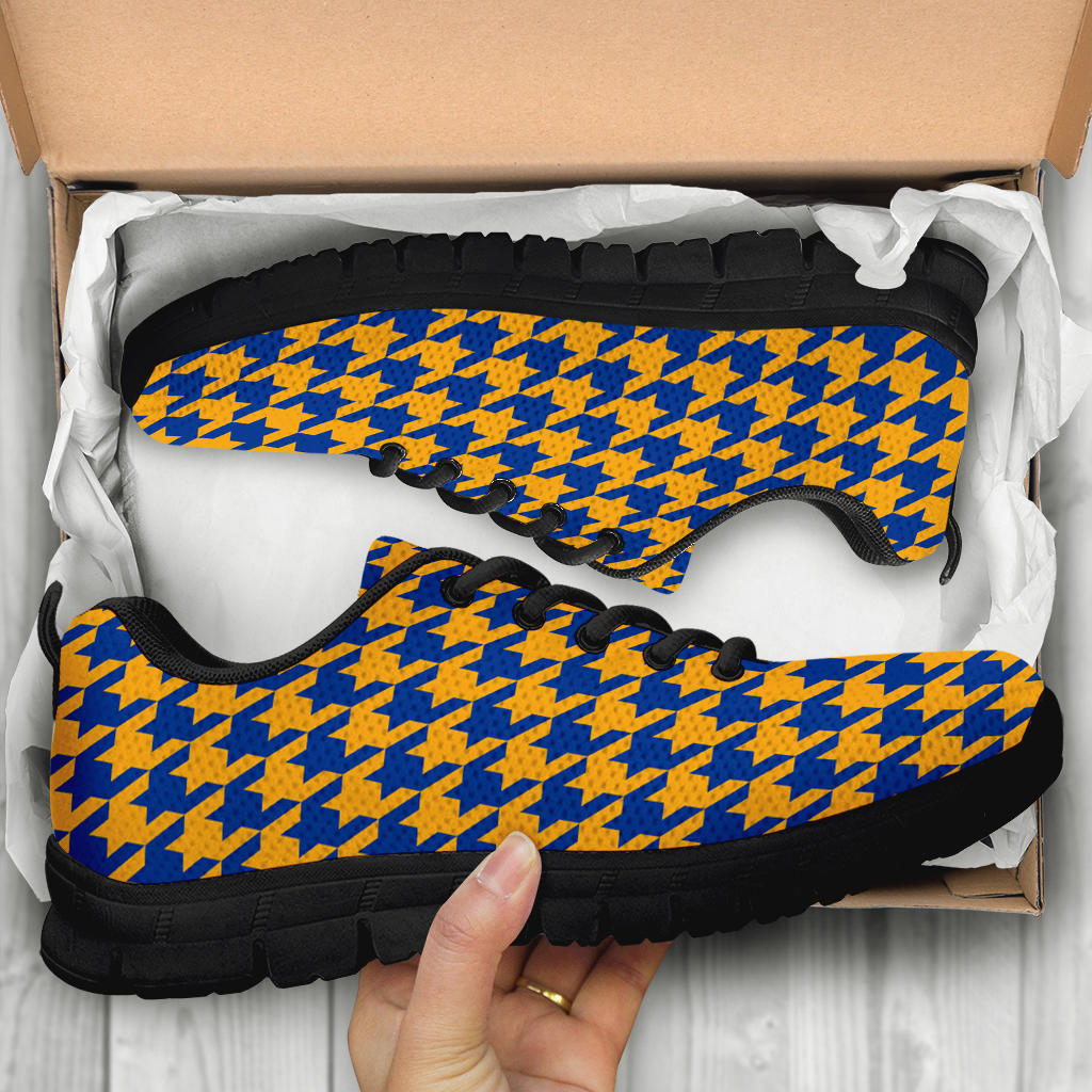 Mesh Sneakers_Blue on Gold_R_HT Pattern