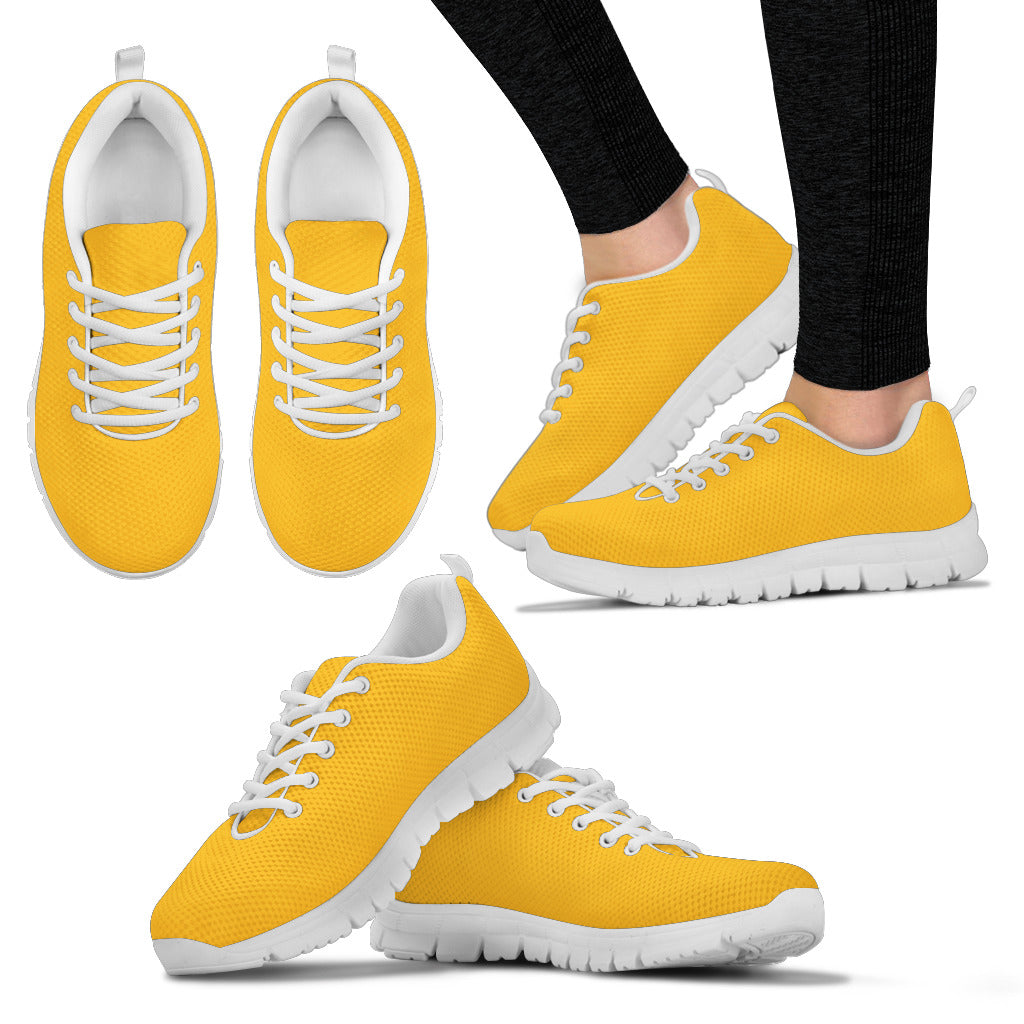 Women's Sneakers-GOLD- Solid Color_Wht Sole, No Graphic