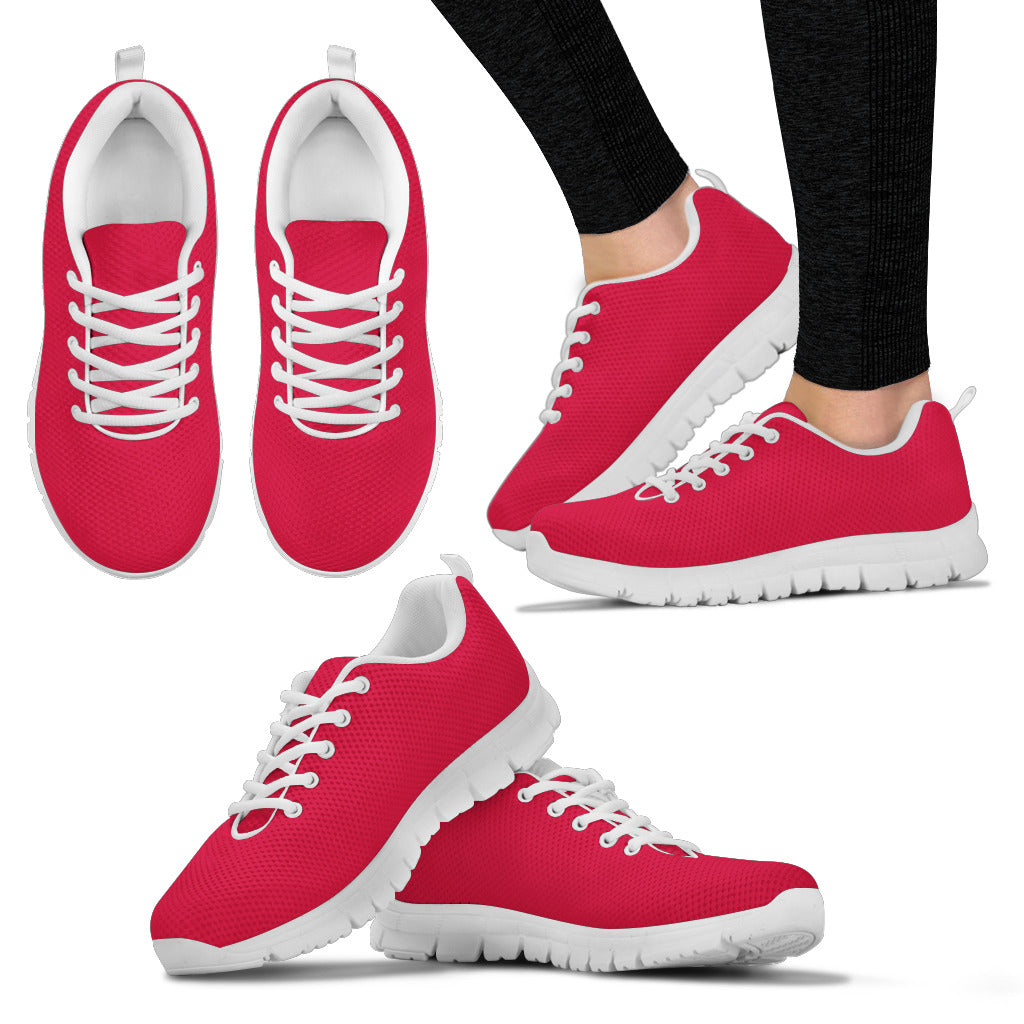 Women's Sneakers-RED- Solid Color_Wht Sole, No Graphic