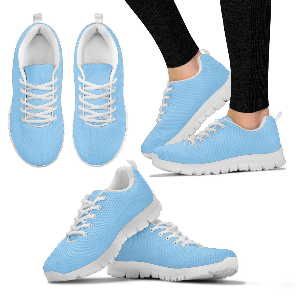 Women's Sneakers-Lt. BLUE- Solid Color_Wht Sole, No Graphic