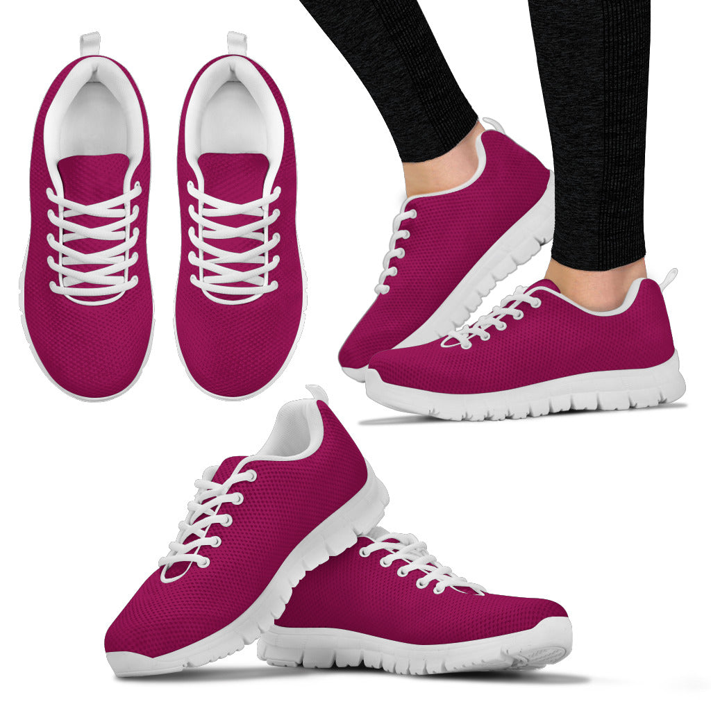 Women's Sneakers-MAROON- Solid Color_Wht Sole, No Graphic