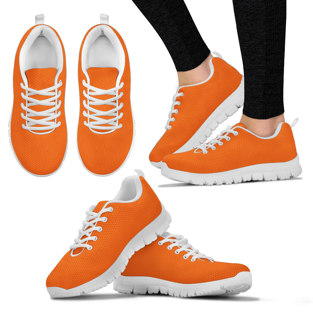 Women's Sneakers-ORANGE- Solid Color_Wht Sole, No Graphic