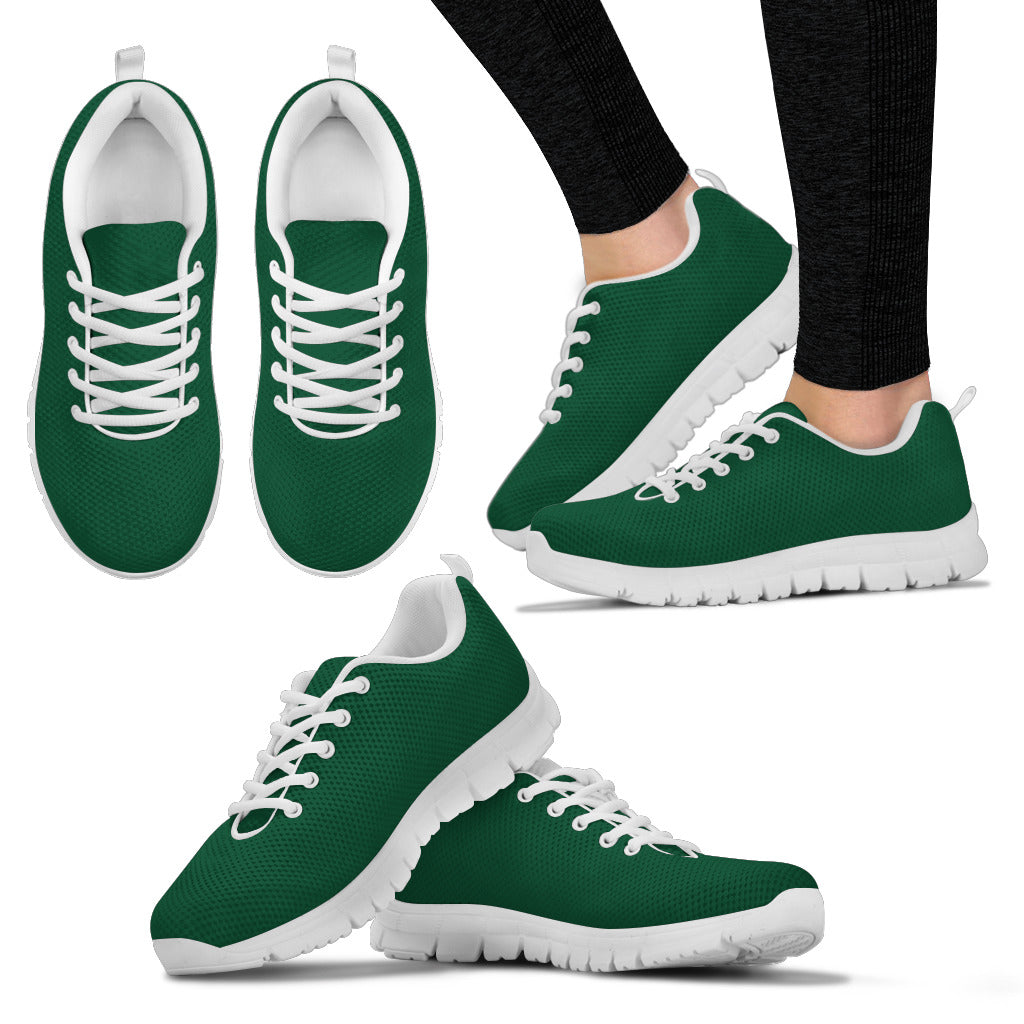 Women's Sneakers-FOREST- Solid Color_Wht Sole, No Graphic