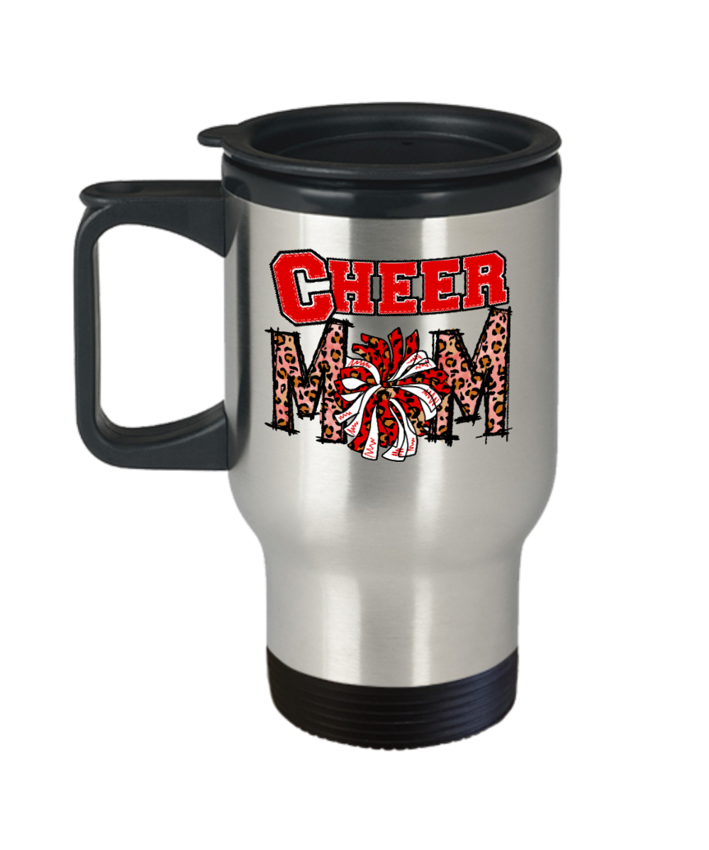 Cheer Mom Travel Mug-Red