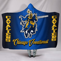 Thumbnail for Chicago Vocational H.S. Cavalier  Hooded Blanket. Cav on horseback .Back view