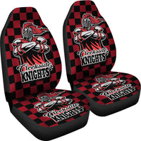 Thumbnail for Custom checkered design front car seat cover with mascot -front side view 2
