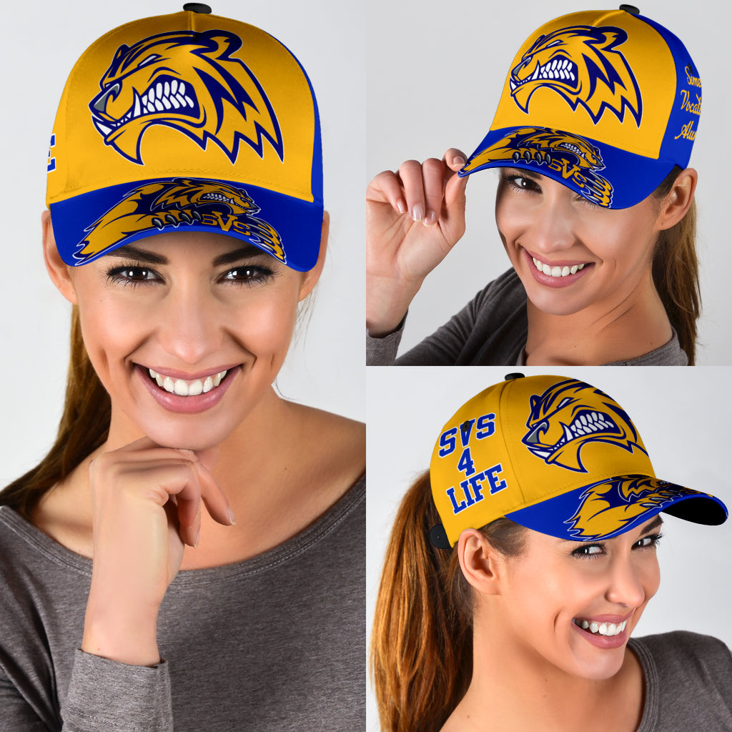 customize-it mascot baseball cap front view-woman wearing cap
