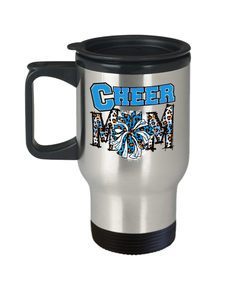 Cheer Mom Travel Mug-blue