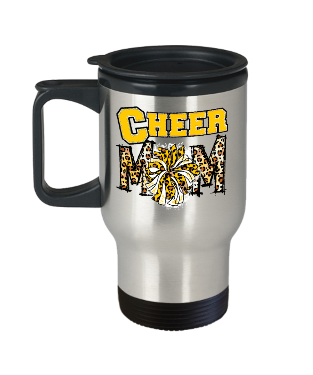 Cheer Mom Travel Mug-Yellow